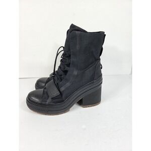Converse Chuck Taylor All Star GR82 Black Platform Block Heel Combat Boots Wmn 7